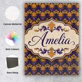 Personalised Name Luxurious Purple and Gold Custom  Bespoke Interior Contemporary Canvas Wall Art Print Decor Picture Ready to Hang