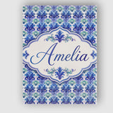 Personalised Name Cool Blue and Teal Custom Premium Decorative Design Modern Room Accent Canvas Wall Art Print Decor Picture Ready to Hang