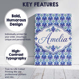 Personalised Name Cool Blue and Teal Custom Premium Decorative Design Modern Room Accent Canvas Wall Art Print Decor Picture Ready to Hang