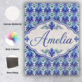 Personalised Name Cool Blue and Teal Custom Premium Decorative Design Modern Room Accent Canvas Wall Art Print Decor Picture Ready to Hang