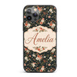 Delicate Peach and White Floral Bouquet on Dark Custom Name Protective Phone Case Mobile Cover Durable Everyday Smartphone Shock Resistant