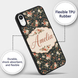 Delicate Peach and White Floral Bouquet on Dark Custom Name Protective Phone Case Mobile Cover Durable Everyday Smartphone Shock Resistant