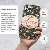 Delicate Peach and White Floral Bouquet on Dark Custom Name Protective Phone Case Mobile Cover Durable Everyday Smartphone Shock Resistant