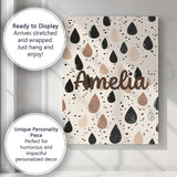 Personalised Name Scattered Paint Droplets Black Beige Abstract Spot Custom  Home Canvas Wall Art Print Decor Picture Ready to Hang