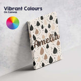 Personalised Name Scattered Paint Droplets Black Beige Abstract Spot Custom  Home Canvas Wall Art Print Decor Picture Ready to Hang