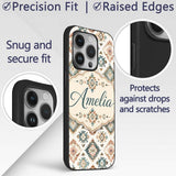 Soft Pastel Aztec Geometric Watercolor Seamless Custom Name Protective Phone Case Mobile Cover Durable Everyday Smartphone Shock Resistant