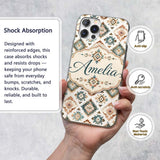 Soft Pastel Aztec Geometric Watercolor Seamless Custom Name Protective Phone Case Mobile Cover Durable Everyday Smartphone Shock Resistant