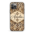 Vintage Brown Tribal Aztec Ornamental Seamless Custom Name Protective Phone Case Mobile Cover Durable Everyday Smartphone Shock Resistant