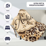 Vintage Brown Tribal Aztec Ornamental Seamless Pattern Lovely  Personalised Custom Name Super Soft Fleece Blanket Bed Sofa Throw