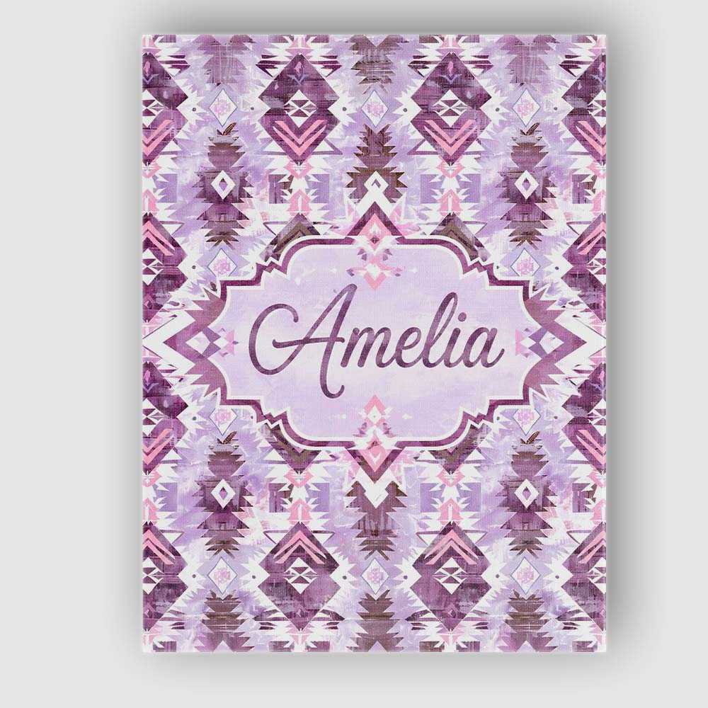 Personalised Name Purple and Lilac Tribal Custom  Unique Gift Idea Elegant Feature Canvas Wall Art Print Decor Picture Ready to Hang