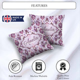 Custom Name Purple Lilac Tribal Aztec Geometric Seamless Pattern Square Filled Cushion Throw Pillow Sofa Bed Home Decor Zip Washable UK Made