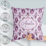 Custom Name Purple Lilac Tribal Aztec Geometric Seamless Pattern Square Filled Cushion Throw Pillow Sofa Bed Home Decor Zip Washable UK Made
