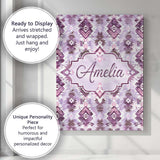 Personalised Name Purple and Lilac Tribal Custom  Unique Gift Idea Elegant Feature Canvas Wall Art Print Decor Picture Ready to Hang