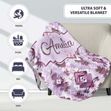 Purple and Lilac Tribal Aztec Geometric Seamless Pattern Lovely  Personalised Custom Name Super Soft Fleece Blanket Bed Sofa Throw