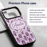 Purple and Lilac Tribal Aztec Geometric Seamless Custom Name Protective Phone Case Mobile Cover Durable Everyday Smartphone Shock Resistant