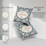 Custom Name Soft Grey and Pink Boho Tribal Seamless Pattern for Square Filled Cushion Throw Pillow Sofa Bed Home Decor Zip Washable UK Made