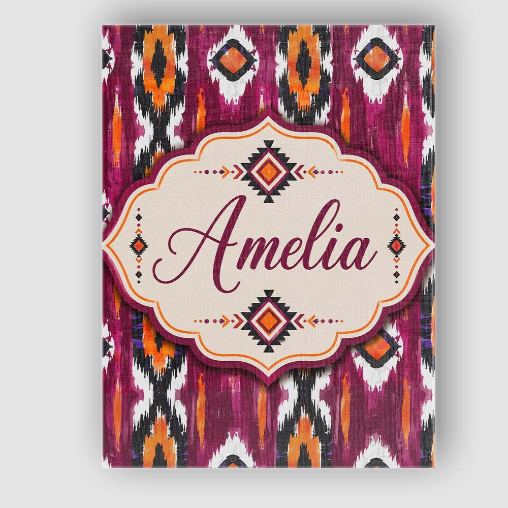 Personalised Name Bold Magenta and Orange Custom  Unique Gift Idea Elegant Feature Canvas Wall Art Print Decor Picture Ready to Hang