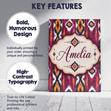 Personalised Name Bold Magenta and Orange Custom  Unique Gift Idea Elegant Feature Canvas Wall Art Print Decor Picture Ready to Hang