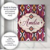 Personalised Name Bold Magenta and Orange Custom  Unique Gift Idea Elegant Feature Canvas Wall Art Print Decor Picture Ready to Hang