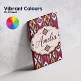 Personalised Name Bold Magenta and Orange Custom  Unique Gift Idea Elegant Feature Canvas Wall Art Print Decor Picture Ready to Hang