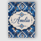 Personalised Name Deep Blue Artistic Tribal Custom  Bespoke Interior Contemporary Canvas Wall Art Print Decor Picture Ready to Hang