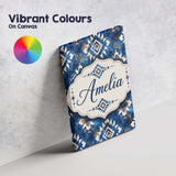 Personalised Name Deep Blue Artistic Tribal Custom  Bespoke Interior Contemporary Canvas Wall Art Print Decor Picture Ready to Hang