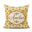 Custom Name Mustard Yellow Teal Aztec Geometric Seamless Pattern Square Filled Cushion Throw Pillow Sofa Bed Home Decor Zip Washable UK Made