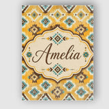 Personalised Name Mustard Yellow and Teal Custom  Unique Gift Idea Elegant Feature Canvas Wall Art Print Decor Picture Ready to Hang