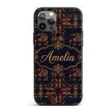 Ornate Gold Elephant and Floral Vintage Seamless Custom Name Protective Phone Case Mobile Cover Durable Everyday Smartphone Shock Resistant