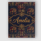 Personalised Name Ornate Gold Elephant and Custom  Unique Gift Idea Elegant Feature Canvas Wall Art Print Decor Picture Ready to Hang