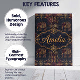 Personalised Name Ornate Gold Elephant and Custom  Unique Gift Idea Elegant Feature Canvas Wall Art Print Decor Picture Ready to Hang