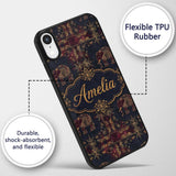 Ornate Gold Elephant and Floral Vintage Seamless Custom Name Protective Phone Case Mobile Cover Durable Everyday Smartphone Shock Resistant