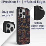 Ornate Gold Elephant and Floral Vintage Seamless Custom Name Protective Phone Case Mobile Cover Durable Everyday Smartphone Shock Resistant