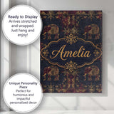 Personalised Name Ornate Gold Elephant and Custom  Unique Gift Idea Elegant Feature Canvas Wall Art Print Decor Picture Ready to Hang