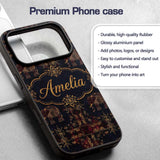 Ornate Gold Elephant and Floral Vintage Seamless Custom Name Protective Phone Case Mobile Cover Durable Everyday Smartphone Shock Resistant