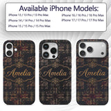 Ornate Gold Elephant and Floral Vintage Seamless Custom Name Protective Phone Case Mobile Cover Durable Everyday Smartphone Shock Resistant