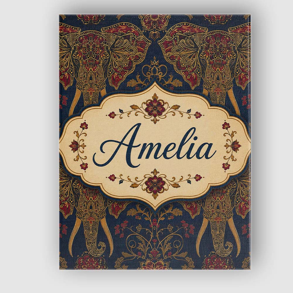 Personalised Name Detailed Mandala Elephant Custom  Bespoke Interior Contemporary Canvas Wall Art Print Decor Picture Ready to Hang