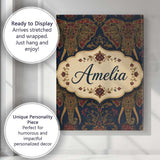 Personalised Name Detailed Mandala Elephant Custom  Bespoke Interior Contemporary Canvas Wall Art Print Decor Picture Ready to Hang