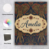 Personalised Name Detailed Mandala Elephant Custom  Bespoke Interior Contemporary Canvas Wall Art Print Decor Picture Ready to Hang