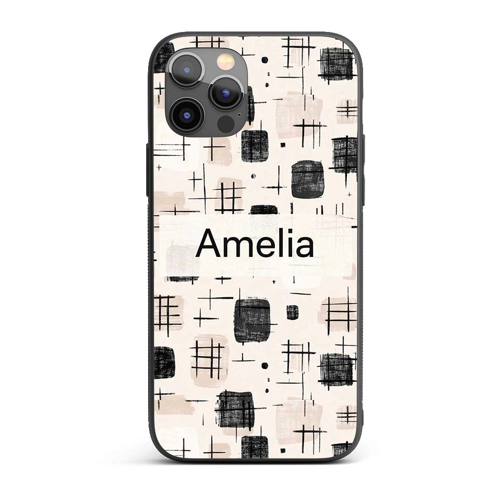 Brush Stroke Texture Black Cream Printed Design Custom Name Protective Phone Case Mobile Cover Durable Everyday Smartphone Shock Resistant