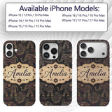 Elegant Gold Line Elephant and Paisley Seamless Custom Name Protective Phone Case Mobile Cover Durable Everyday Smartphone Shock Resistant
