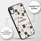 Brush Stroke Texture Black Cream Printed Design Custom Name Protective Phone Case Mobile Cover Durable Everyday Smartphone Shock Resistant
