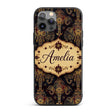 Luxury Gold Elephant with Floral Motif Seamless Custom Name Protective Phone Case Mobile Cover Durable Everyday Smartphone Shock Resistant