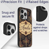 Luxury Gold Elephant with Floral Motif Seamless Custom Name Protective Phone Case Mobile Cover Durable Everyday Smartphone Shock Resistant