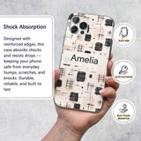 Brush Stroke Texture Black Cream Printed Design Custom Name Protective Phone Case Mobile Cover Durable Everyday Smartphone Shock Resistant