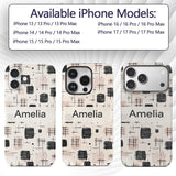 Brush Stroke Texture Black Cream Printed Design Custom Name Protective Phone Case Mobile Cover Durable Everyday Smartphone Shock Resistant