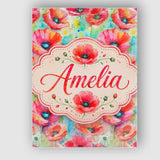 Personalised Name Vibrant Artistic Poppy Custom  Unique Gift Idea Elegant Feature Canvas Wall Art Print Decor Picture Ready to Hang