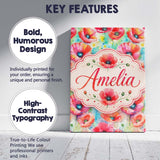Personalised Name Vibrant Artistic Poppy Custom  Unique Gift Idea Elegant Feature Canvas Wall Art Print Decor Picture Ready to Hang
