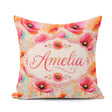 Custom Name Abstract Watercolor Poppy Bloom with Effect Seamless Square Filled Cushion Throw Pillow Sofa Bed Home Decor Zip Washable UK Made