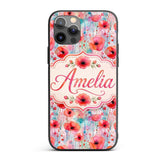 Dreamy Watercolor Poppy Flowers with Dripping Custom Name Protective Phone Case Mobile Cover Durable Everyday Smartphone Shock Resistant